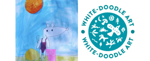 Maisy by the sea Childrens Craft Workshop with White Doodle Art