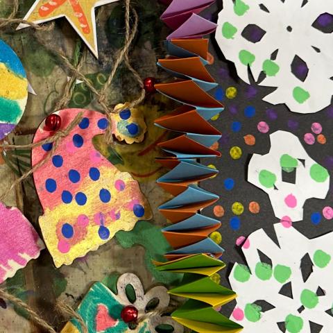 Christmas Crafts with White Doodle Art in Blackrock Library 