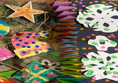 Christmas Crafts with White Doodle Art in Blackrock Library 