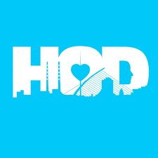 White HOD logo on Blue Background, Humans of Dublin