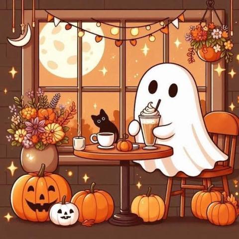 Blackrock Hallowe'en White Doodle Art -checked