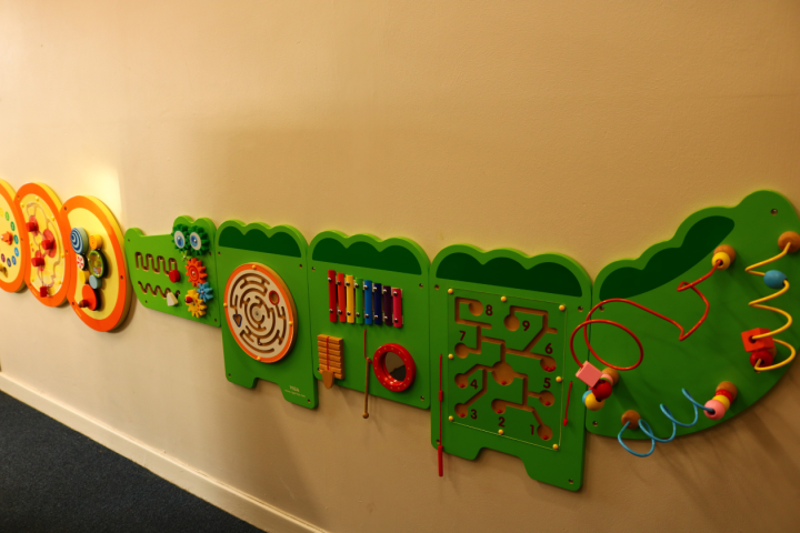 A wall toy in the children's area 
